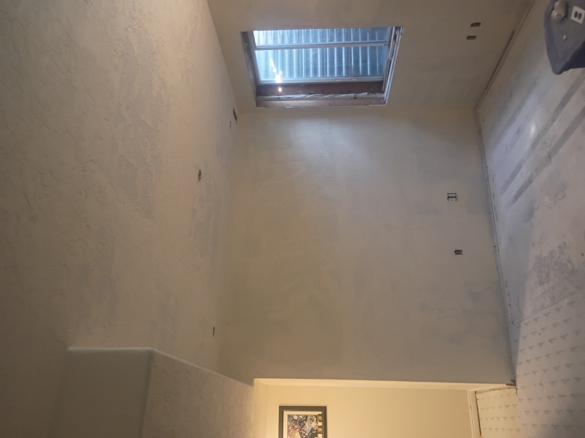 Finished wall after drywall installation
