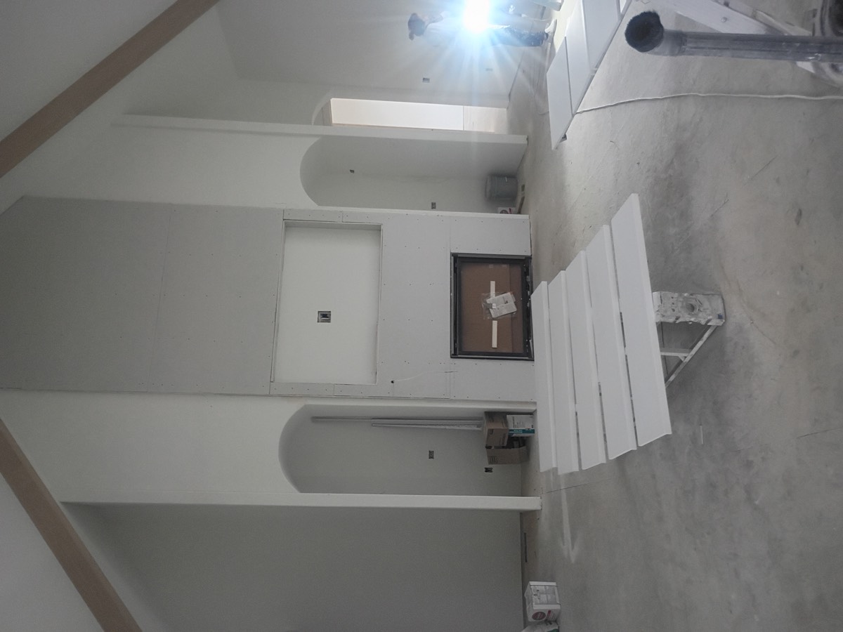 Finished ceiling and wall after drywall repair